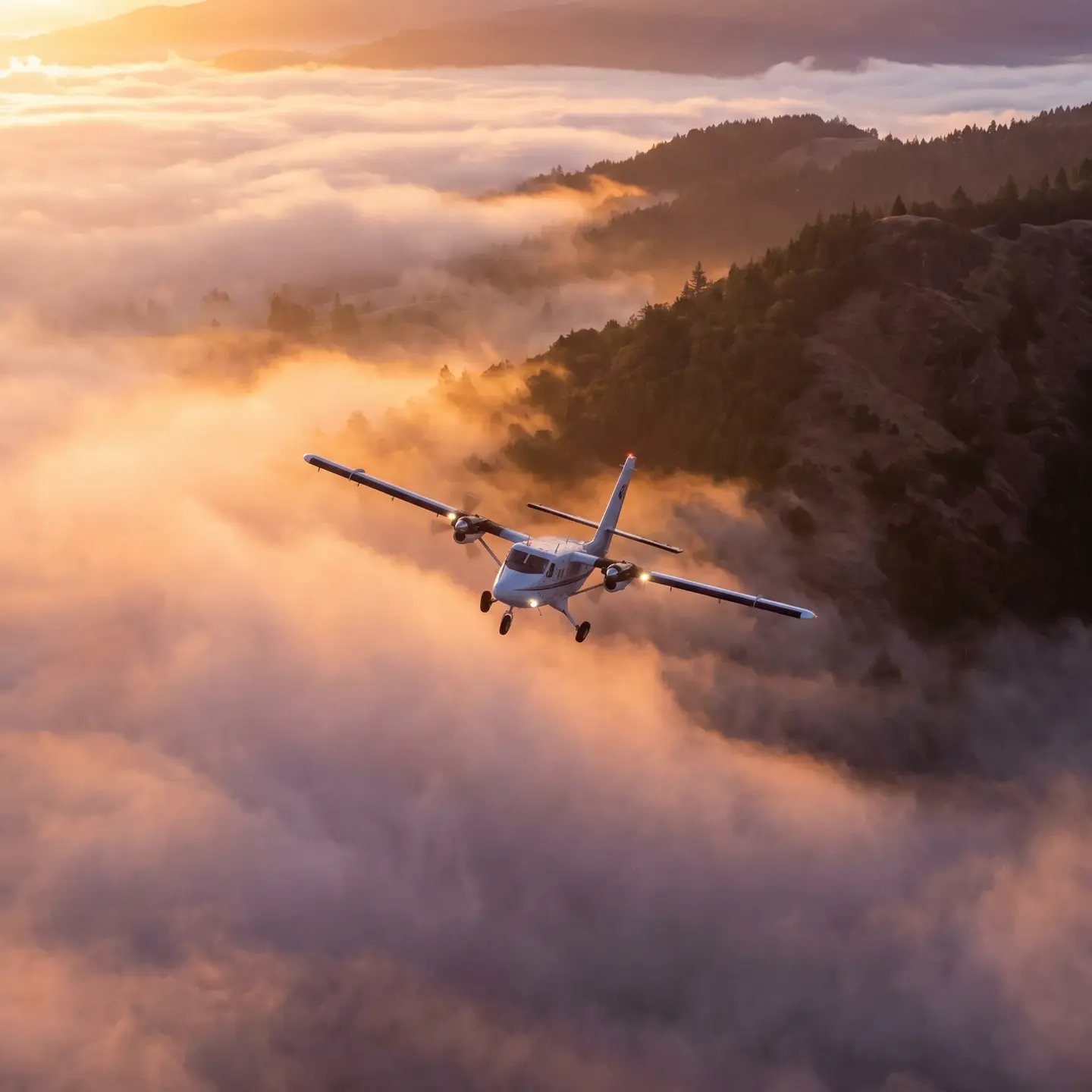 Low flight through foggy terrain